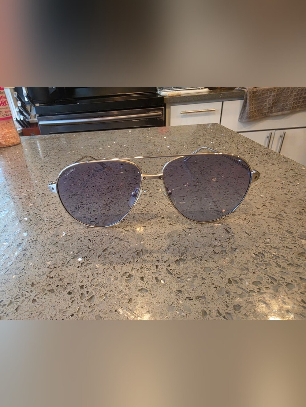 CartierSantos Screw Metal Aviator Sunglasses No Case Replacement Bag MSRP $1095